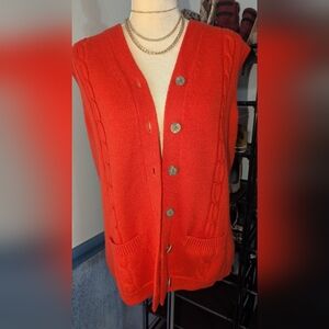 Russ Women's Red Cable Knit Cardigan Vest (L)